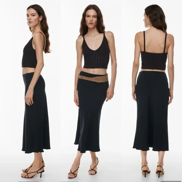 Aritzia Wilfred Evie Top Black V-neck crochet-knit sweater tank - Picture 1 of 13